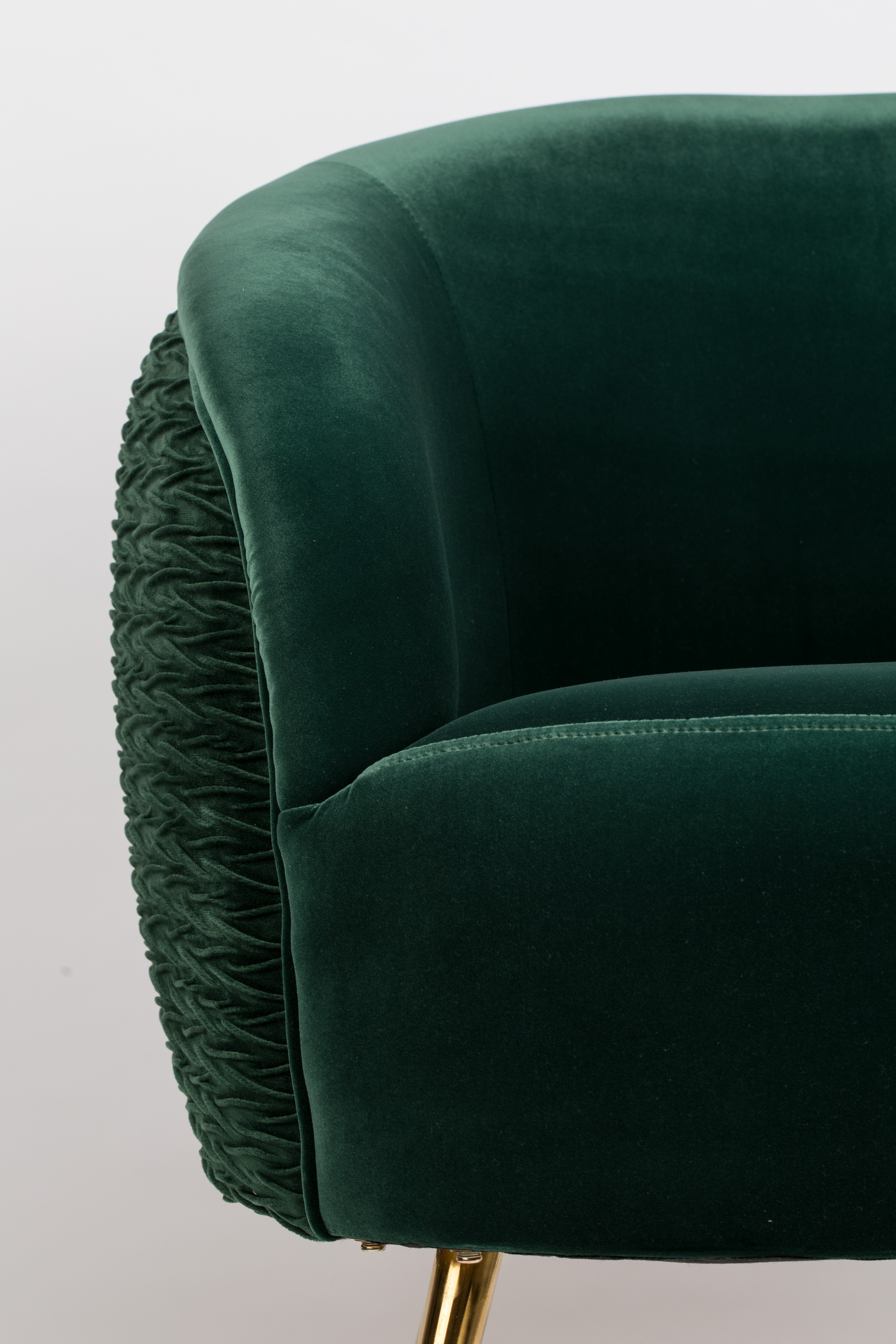 Bold Monkey So Curvy Lounge Dark Green Velvet Armchair